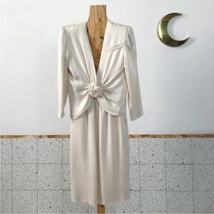 Lanvin Cream Blazer and skirt set with Knot Detail